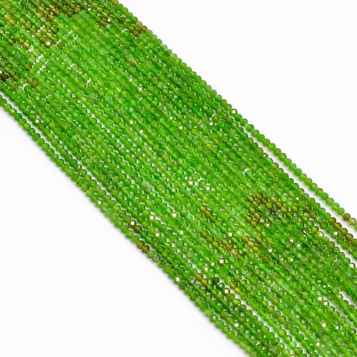 "Pietra preziosa cromata naturale diopside perline rotonde micro sfaccettate 2,5 mm filo 12,5"