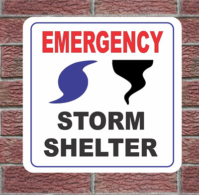 EMERGENCY STORM SHELTER Metal Sign Highway Street Road Door Tornado Hurricane 
