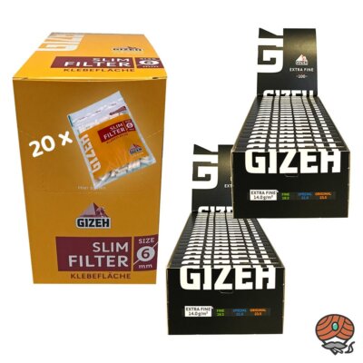 2 Kartons Gizeh Magnet Extra Fine / Weiß Papers + 1 Karton Gizeh Slim Filter