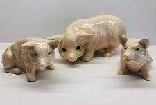 Vintage 1991 Glazed Pink Ceramic Mother Pig With Piglets 9" Long
