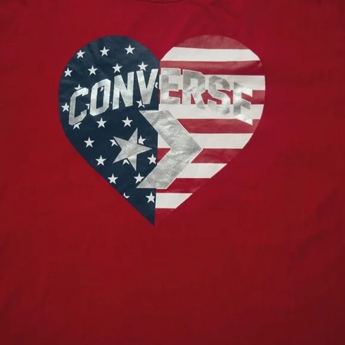 Converse Big Girl's (12-13 YRS) Large Red Americana Heart Short Sleeve Tee - Picture 4 of 11