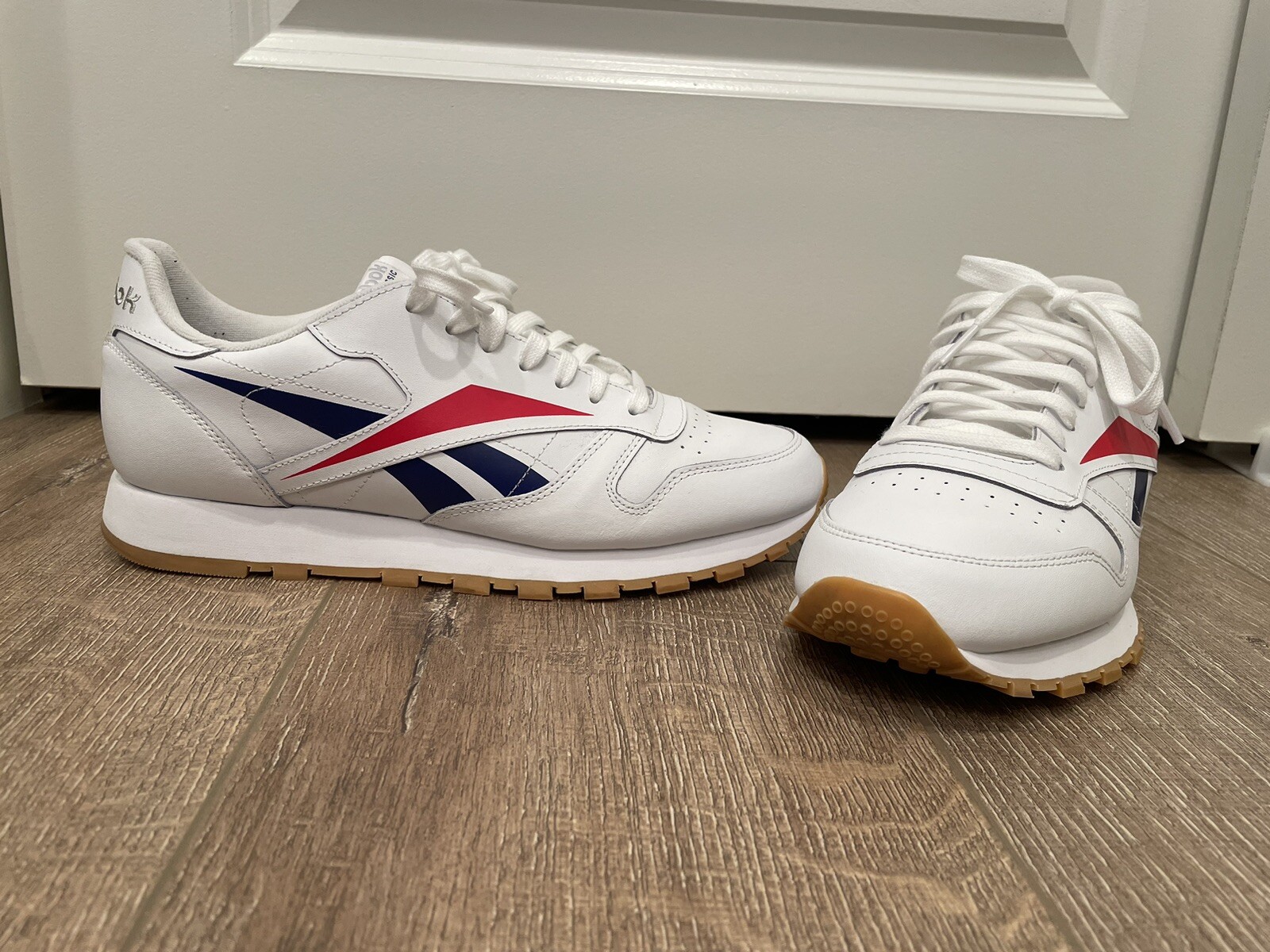 Reebok Classic Leather Vector Men's Shoes White/Scarlet/Phantom Blue Size  9.5 | eBay