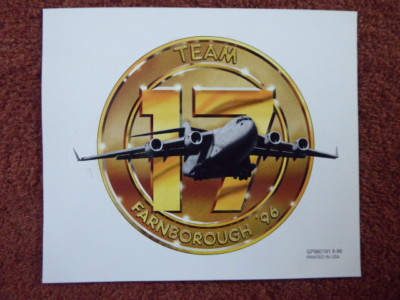 STICKER STICKER STICKER C-17 GLOBEMASTER FARNBOROUGH 1996 AIR SHOW