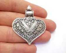 Heart Pendant Antique Silver Plated jewelry accessories 51x43mm G20191