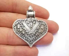 Heart Pendant Antique Silver Plated jewelry accessories (51x43mm) G20191