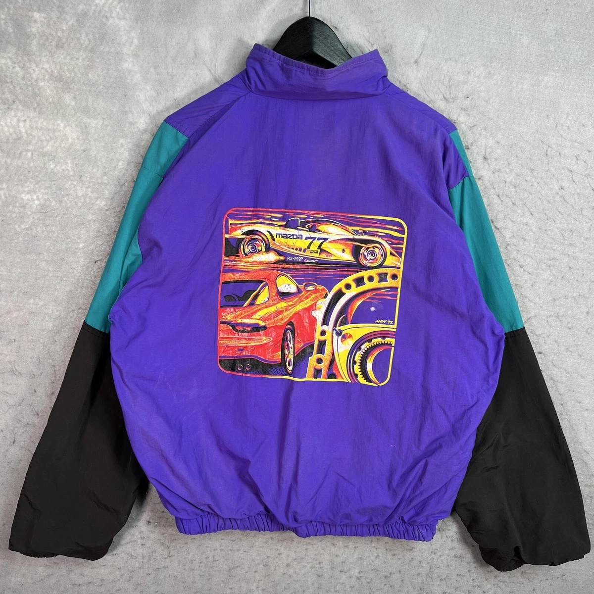 A1 Vintage 90s Mazda Racing Rotary RX7 792 Lemans Car Jacket Adult