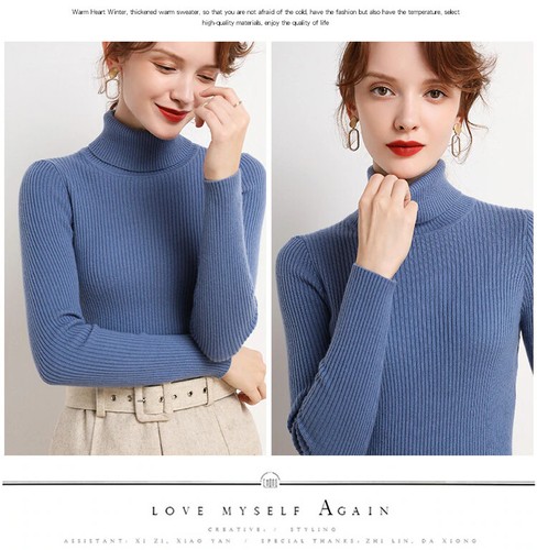 Women Turtleneck Sweater Women's Pullover Long Sleeve Casual Size Basic Soft NEW - Picture 6 of 42