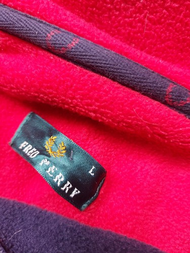 Chaqueta polar Fred Perry vintage para hombre cremallera completa talla L azul marino logotipo bordado - Imagen 8 de 12