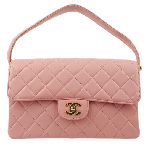 Bolso de mano clásico con solapa de doble cara Chanel rosa piel de cordero 88992 - Imagen 1 de 12