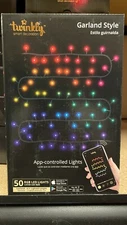 Twinkly App-Controlled 50 Ct Garland Style Multicolor LED Lights 6.5' White Cord