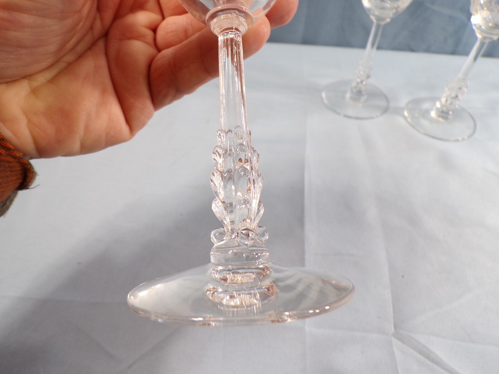 Set of 3 Cambridge Roselyn Pattern Clear Liquor Cocktail Glasses 5 1/4" Tall