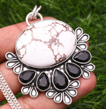 Wild Horse Gemstone 925 Sterling Silver Handmade Jewlery Pendant 2.05"