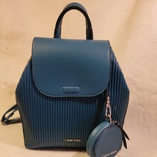 Calvin Cline Purse Backpack Millie Peacock Blue Never Opened Pleated 2022 Collec