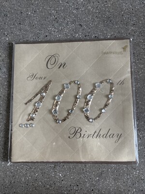 papyrus 100th birthday card gold glitter & rhinestones