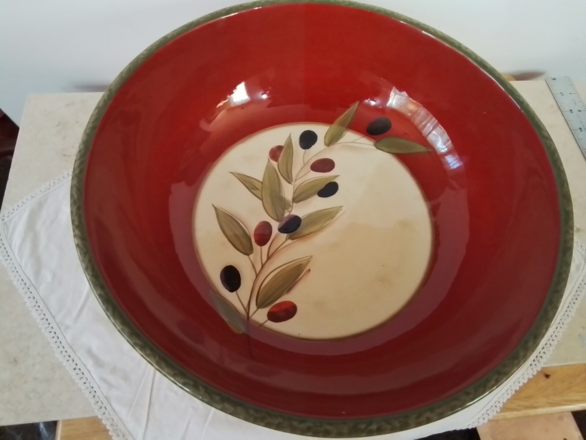 Antique Olive by Clay Art Extra Large Pasta Serving Bowl 13