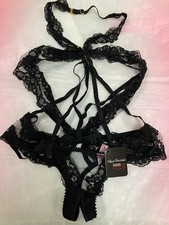 Agent Provocateur playsuit S black ouvert briefs open bra one piece NEW