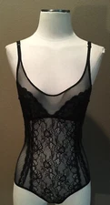 Seven ‘til Midnight Size Small French Cut Black Lace Bodysuit Camisole 