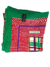 GIVENCHY Plaid MCM VTG Pattern Silk Scaf Multicolor Red Green 30"x30"