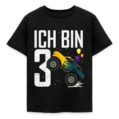 3. Geburtstag Ich Bin Drei Monster Truck Spruch Auto Kinder T-Shirt - Bild 1 von 4