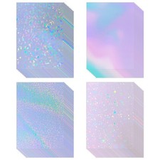 36 Sheets Holographic Sticker Paper Clear Self-Adhesive Laminte Vinyl Sheet