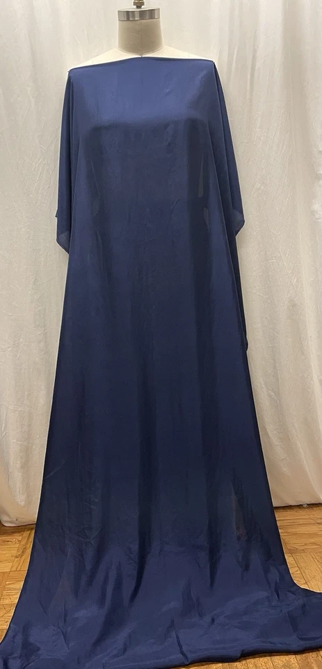 Tela 100 % lujosa seda Habotai azul marino 4,5 yardas de largo 44" de ancho Foto 2 de 4