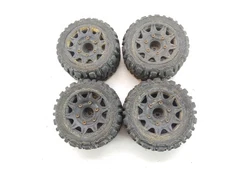 ProLine Trencher Low Profile 2.8" Tires w/Raid Rear Wheels (4) Used, 1 Torn