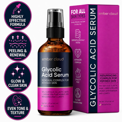 Ember Cloud Glycolic Acid Facial Serum 15% Lactic AHA Anti-aging Wrinkles 2oz