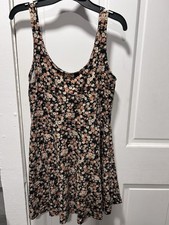 Forever 21 Medium Floral Skater Dress Mini Whimsigoth Womens Black Floral