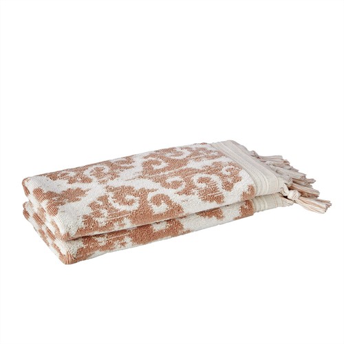 SKL Home Mirage Fringe 100% Turkish Cotton Hand Towel Set, Blush Small - Photo 4/5