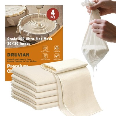 High-Grade 100 Cheesecloth   4-Pack, Soft & Durable 20x20 Inch Cotton, Lock-E...
