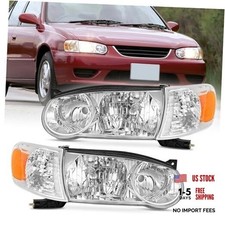 Headlight Assembly Fit 2001-2002 Corolla Chrome Housing Amber Reflector