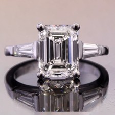 Women Diamond Ring 2.30 TCW Emerald Cut IGI Certified Lab-Created 18K White Gold