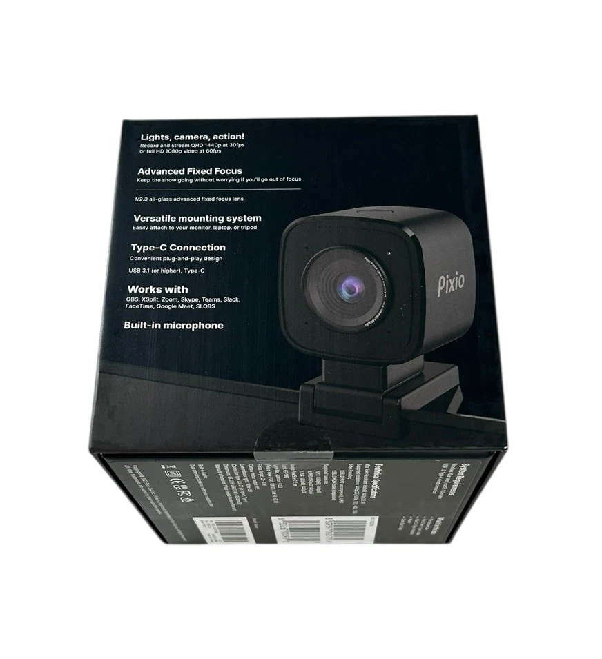 Cámara web profesional Pixio StreamCube 1440p WQHD USB tipo C nueva en caja Foto 3 de 4