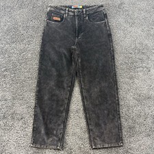 Empyre Corduroy Pants Mens 30 Black Gray Skate Baggy Straight Leg Wide Wale Y2K