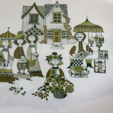 Vintage Norway Figgjo Flint Turi Design MARKET Green MCM Scandinavian Platter