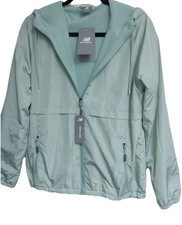 New Balance Women's Mint color Fleece Lined Hooded Windbreaker Jacket M