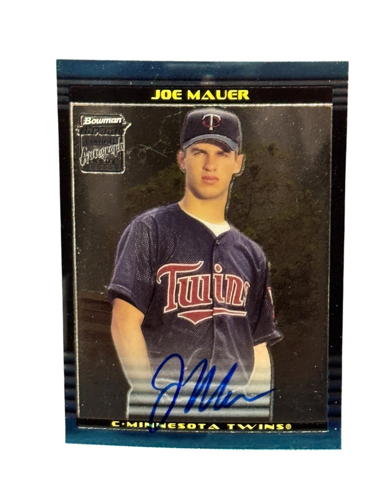 JOE MAUER MINNESOTA TWINS 2002 BOWMAN CHROME #391 ROOKIE ON CARD AUTOGRAPH AUTO