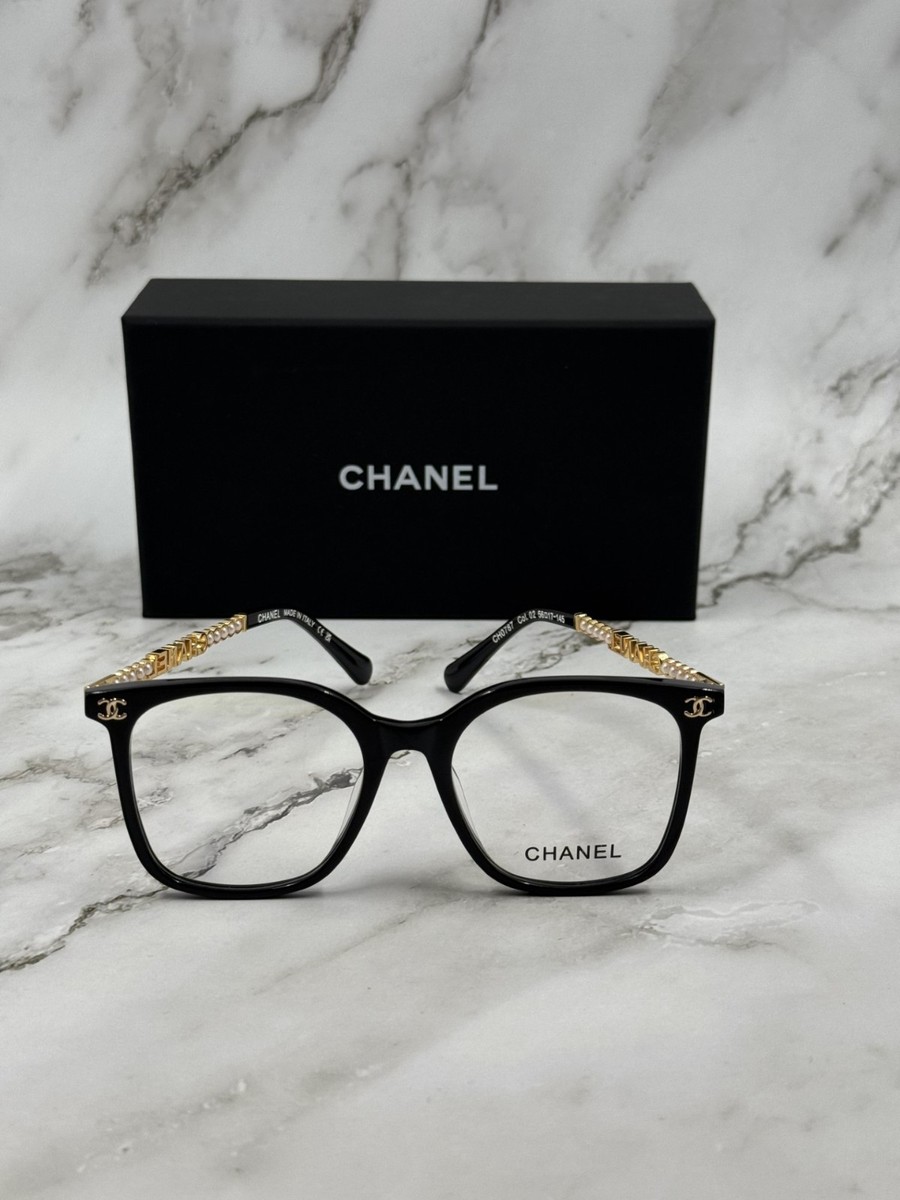 NEW CHANEL CH0787 Black Acetate & Pearl Square Eyeglasses 100
