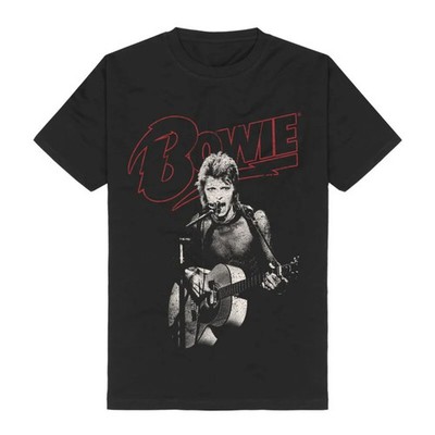 David Bowie T-Shirt Herren Ziggy Guitar schwarz Band-Merch, Bands