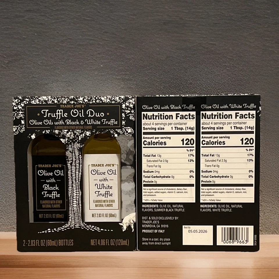 Trader Joe's Truffle Oil Duo Olive Oil Black Truffle & White Truffle Oil Set 1ea - Image 4 of 4