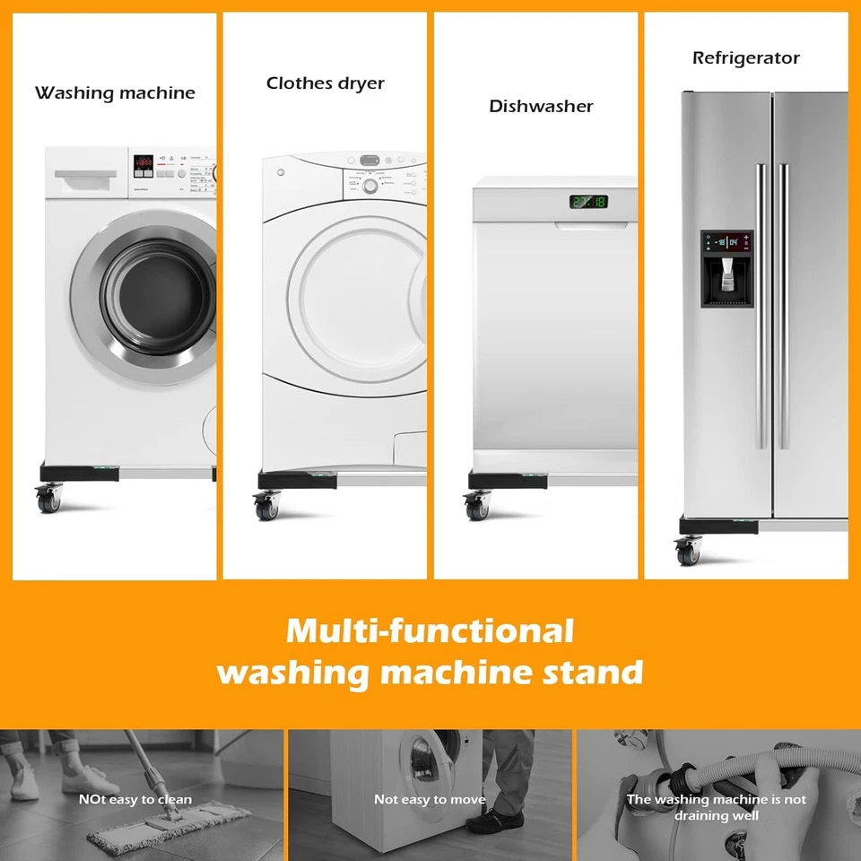 Furniture Dolly Adjustable Mini Fridge Stand Washing Machine Stand Mobile Roller - Image 3 of 4