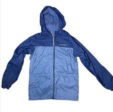 Columbia Youth M Blue Hooded Windbreaker Jacket Lightweight Full Zip