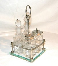 Dekorative &Ouml;l/ESSIG/SALZ/PFEFFER - MENAGE, Art Deko um 1930,  Metall versilbert
