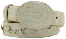 Kids Off White Western Cowboy Belt Crocodile Tail Skin Cinto Vaquero Size 24-28