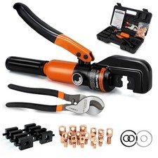 Sanuke Hydraulic Crimping Tool and Cable Cutter, 12 AWG to 2/0 AWG, 10 Tons E...