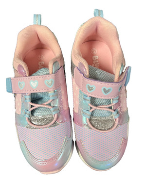 Girls Kids Size 12 Ludio Studio PInk Blue Shoes Light Up Touch Fastener