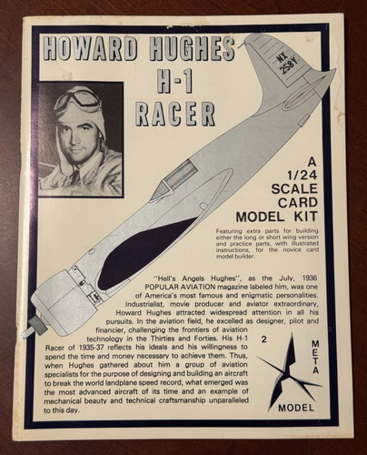 Howard Hughes H-1 Racer: 1/24 Scale Card Model Kit AIRPLANE Aviation pb ...