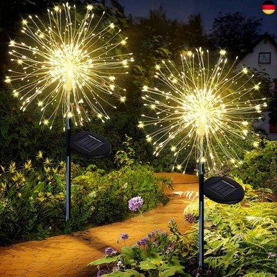 Joycome Solarleuchten für Außen Garten 2 Stück 150 LED Solar Pusteblume Ga
