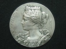 MEDAILLE BRONZE ARG. A.PATEY 63mm - EXPOSITION UNIVERSELLE DE LYON 1894 -