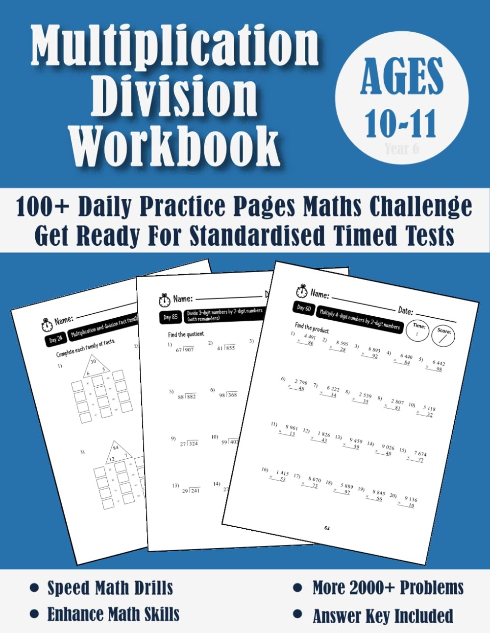 Multiplication And Division Year 6 Maths Challenge - Ages 10-11: Practice 100 Days of Timed Tests (with answers) - Multi digit - Double Digit Multiplication and Division Workbook - Grade 5 - Image 3
